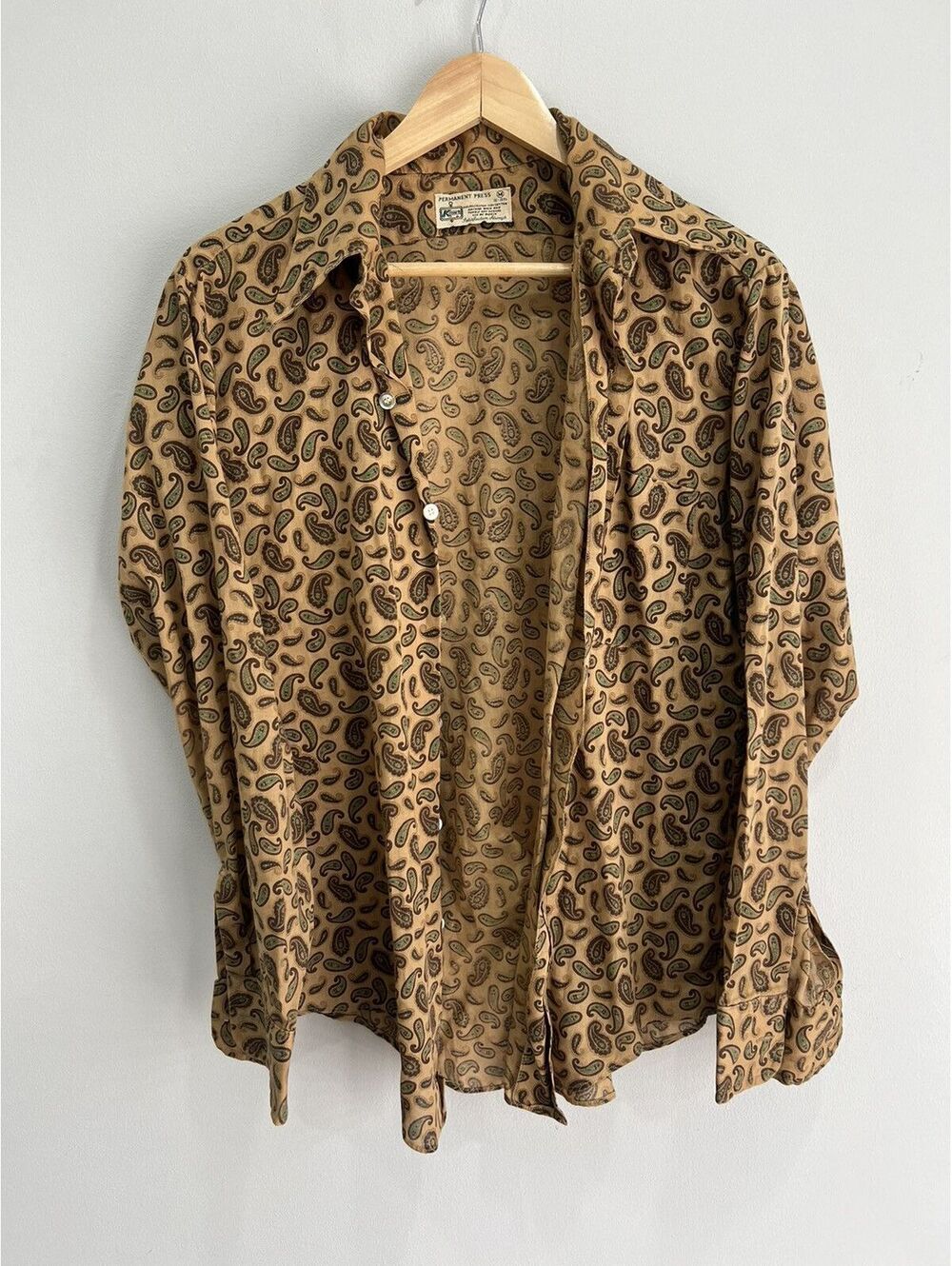 Vintage Kmart Paisley Print Button Up Shirt 70s 80s